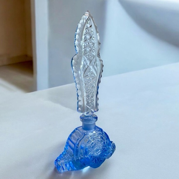 Art Deco Sapphire Czech Crystal Perfume Bottle - Picture 3 of 16